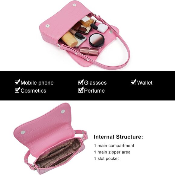 Small Shoulder Bags,Purses for Women Vegan Leather Crossbody Handbag Clutch Hobo - Picture 4 of 7